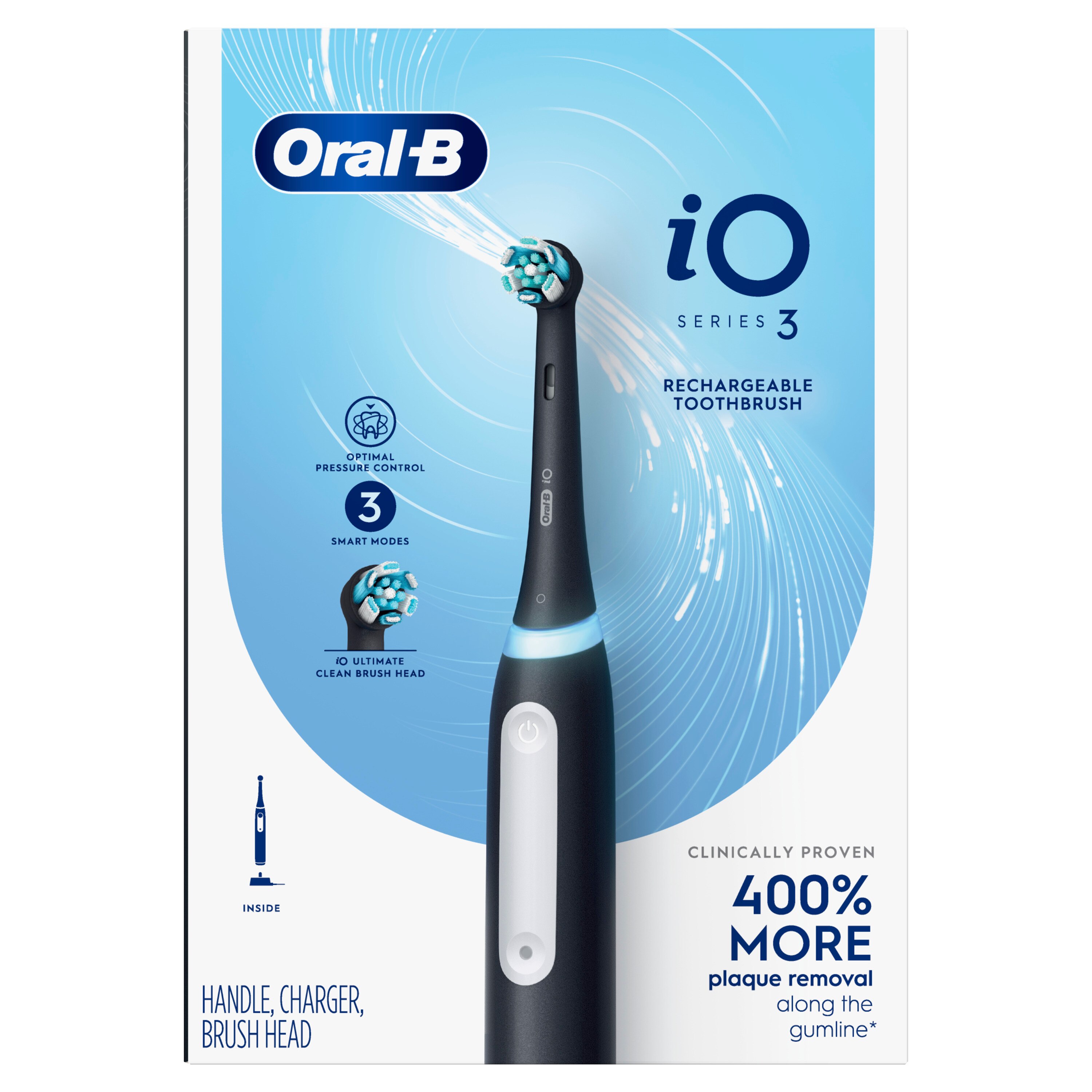 Oral-B IO Series 3 Rechargeable Electric Toothbrush With Handle, Charger, And Brush Head, Black , CVS