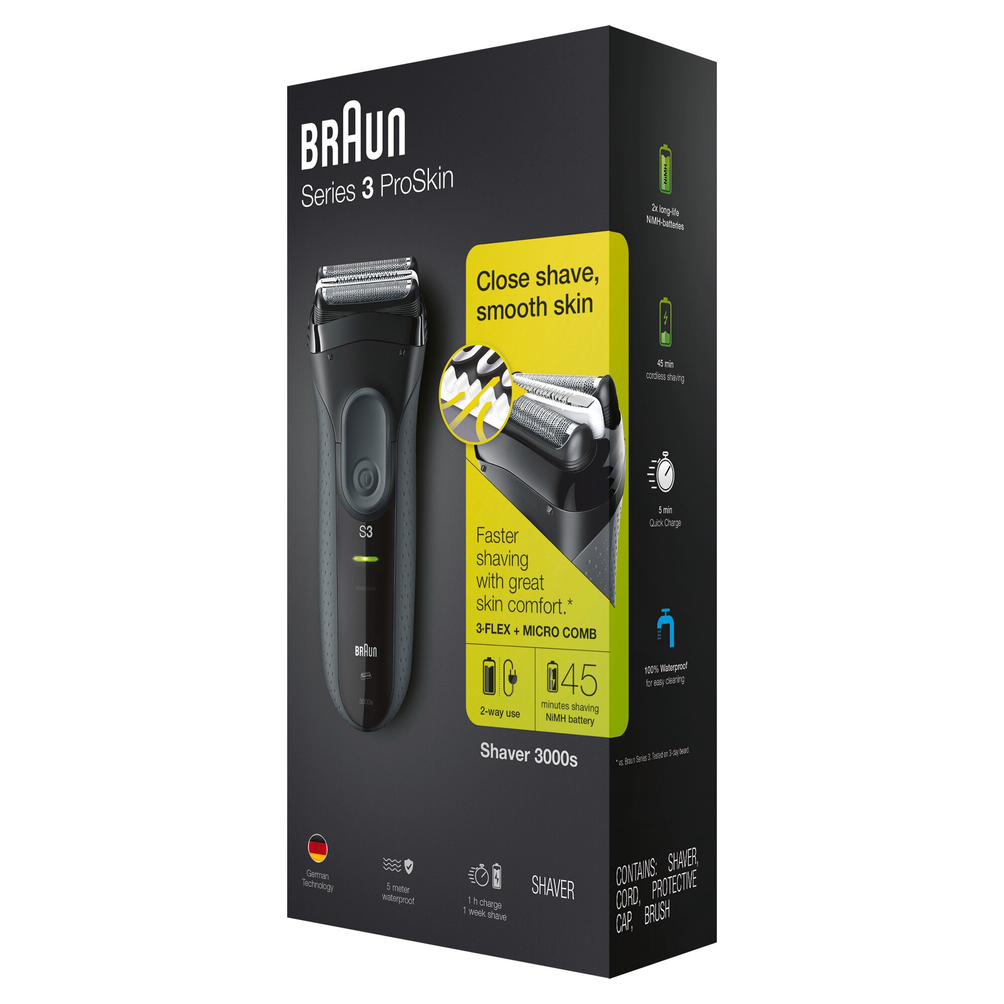 Braun Series 3 ProSkin 3000s for Men / Electric Razor, Black - CVS Pharmacy