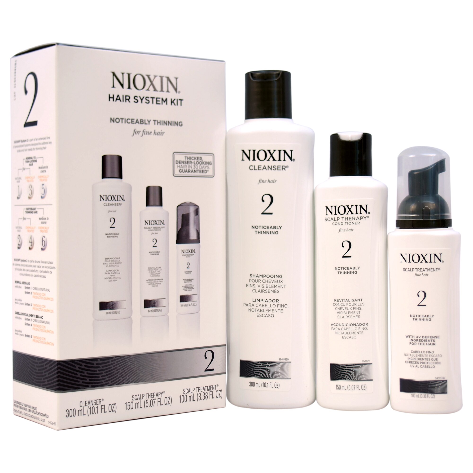 Nioxin Shampoo Conditioner & Treatment Hair Kit, System 2 For Thinning & Fine Hair , CVS