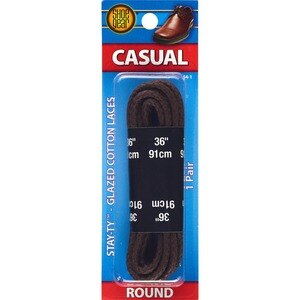 Shoe Gear Glazed Cotton Laces 36 Inches Brown , CVS