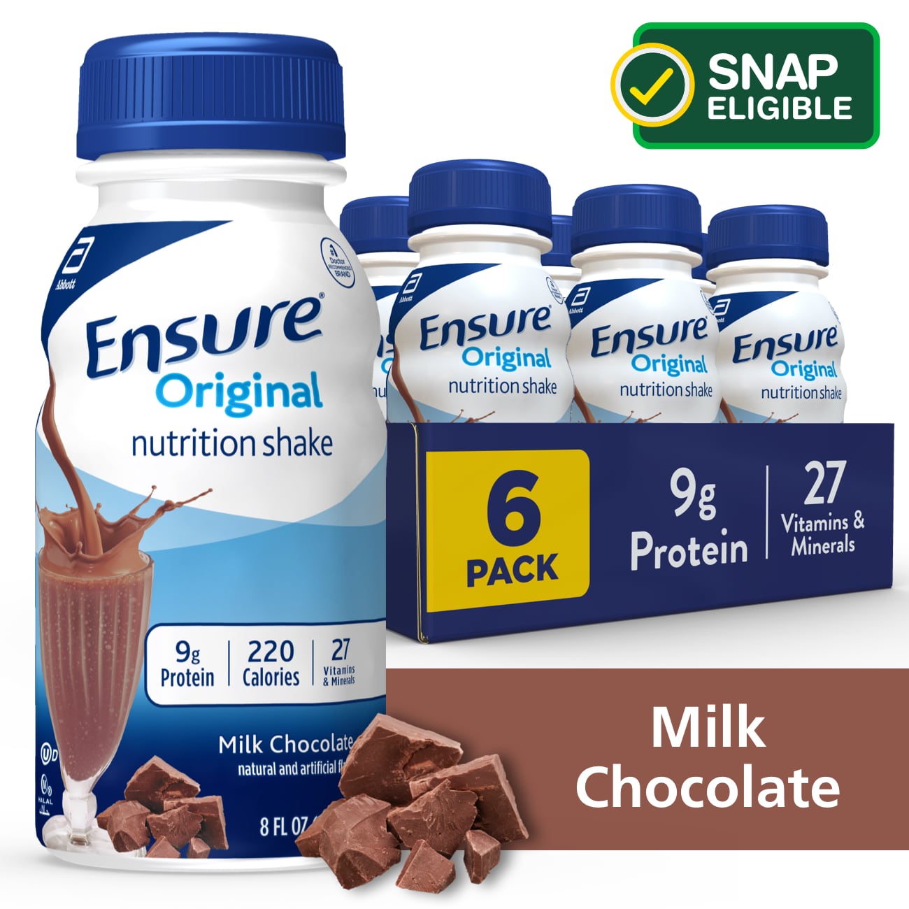 Ensure Original Milk Chocolate Nutrition Shake, 6 Ct - 8 Oz , CVS