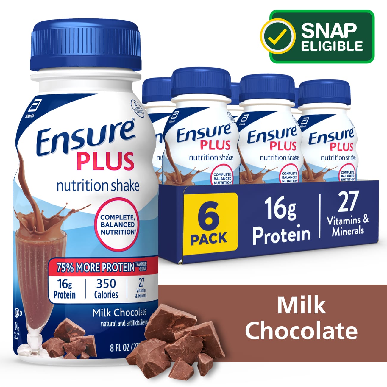 Ensure Plus Nutrition Shake Milk Chocolate Ready-to-Drink 8 Fl Oz, 6 Ct - 8 Oz , CVS
