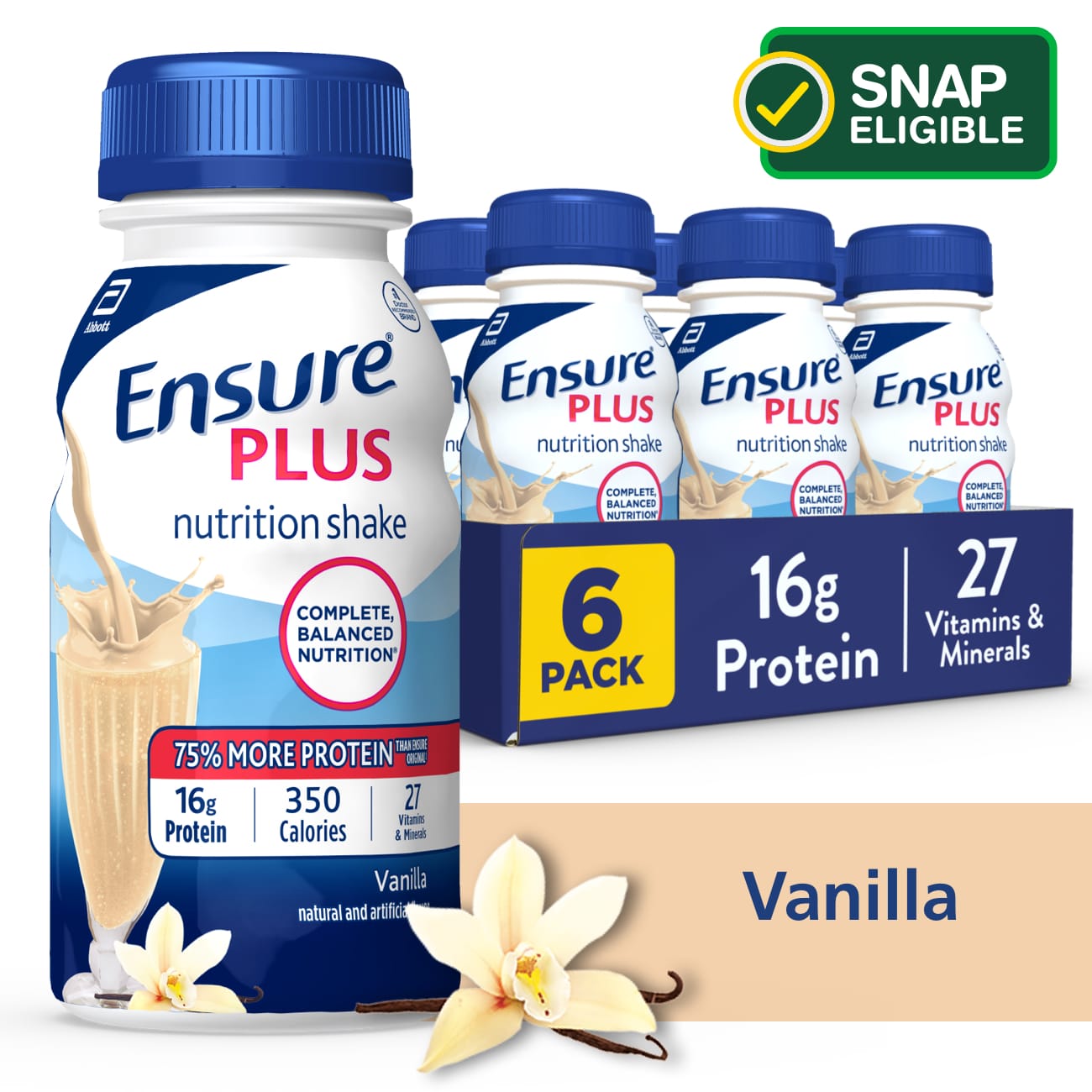 Ensure Plus Nutrition Shake Vanilla Ready-to-Drink 8 Fl Oz, 6 Ct - 8 Oz , CVS