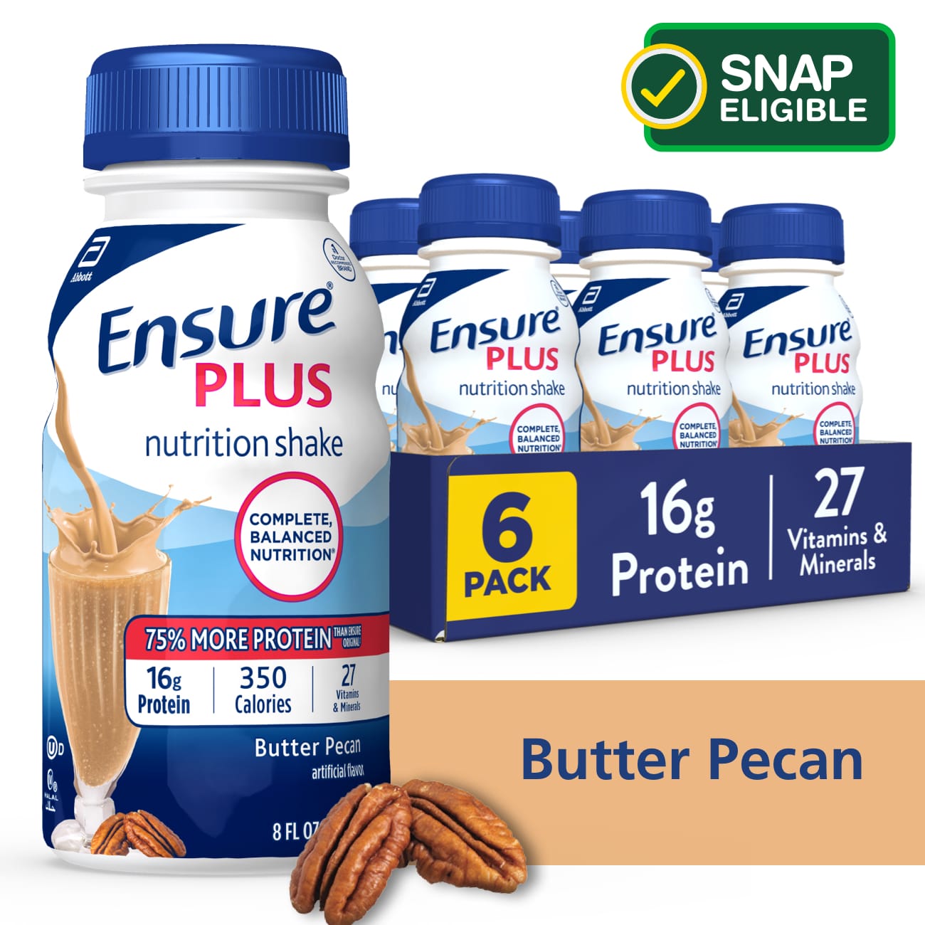 Ensure Plus Nutrition Shake Butter Pecan Ready-to-Drink 8 Fl Oz, 6 Ct - 8 Oz , CVS