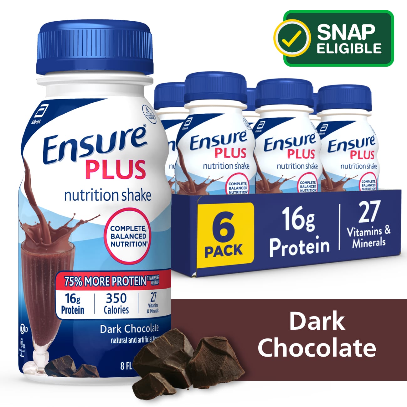 Ensure Plus Nutrition Shake Dark Chocolate Ready-to-Drink 8 Fl Oz, 6 Ct - 8 Oz , CVS