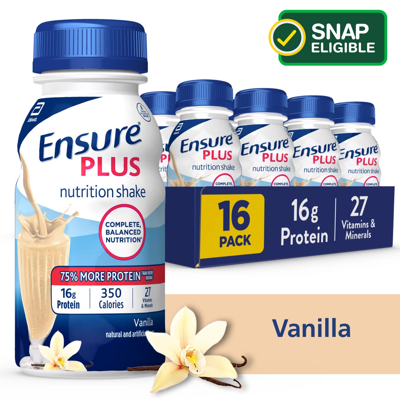 Ensure Plus Nutrition Shake, Vanilla, 8 OZ, 16 Ct , CVS