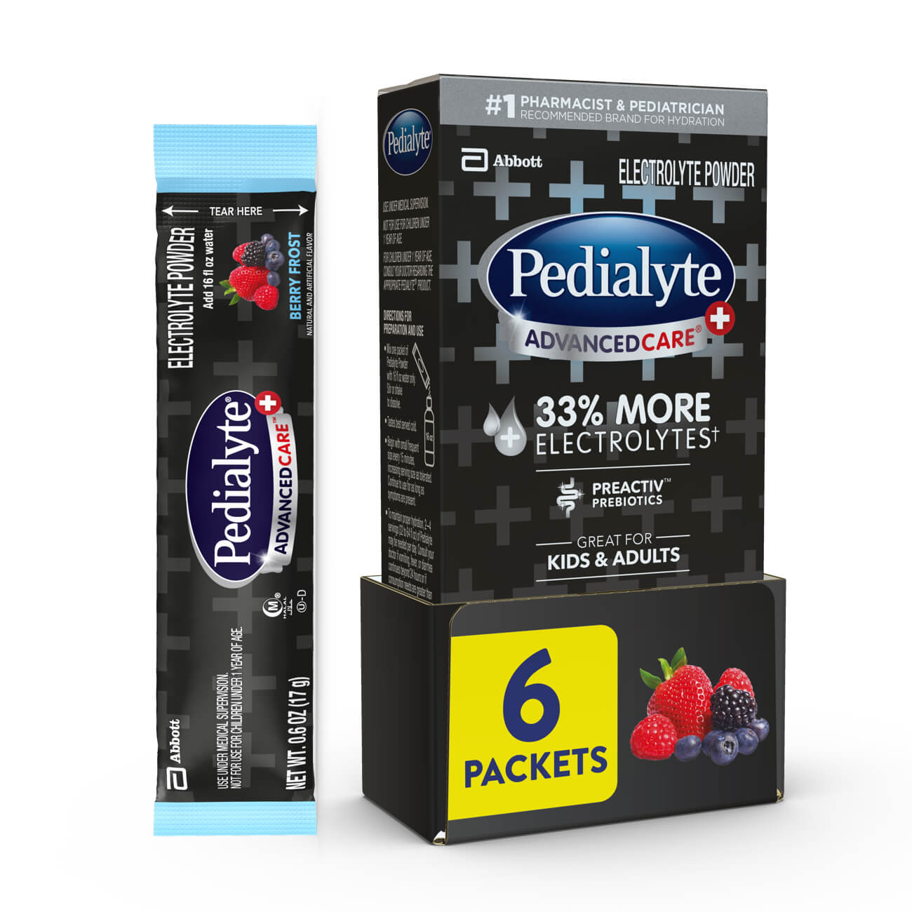 Pedialyte Advanced Care Electrolyte Powder Packets, Berry Frost, 6 Ct , CVS