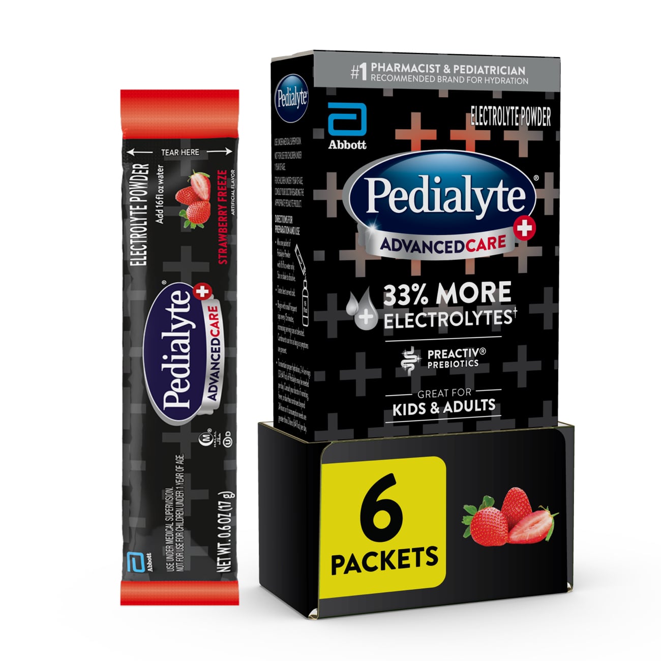Pedialyte Advanced Care Electrolyte Powder Packets, Strawberry, 6 Ct , CVS