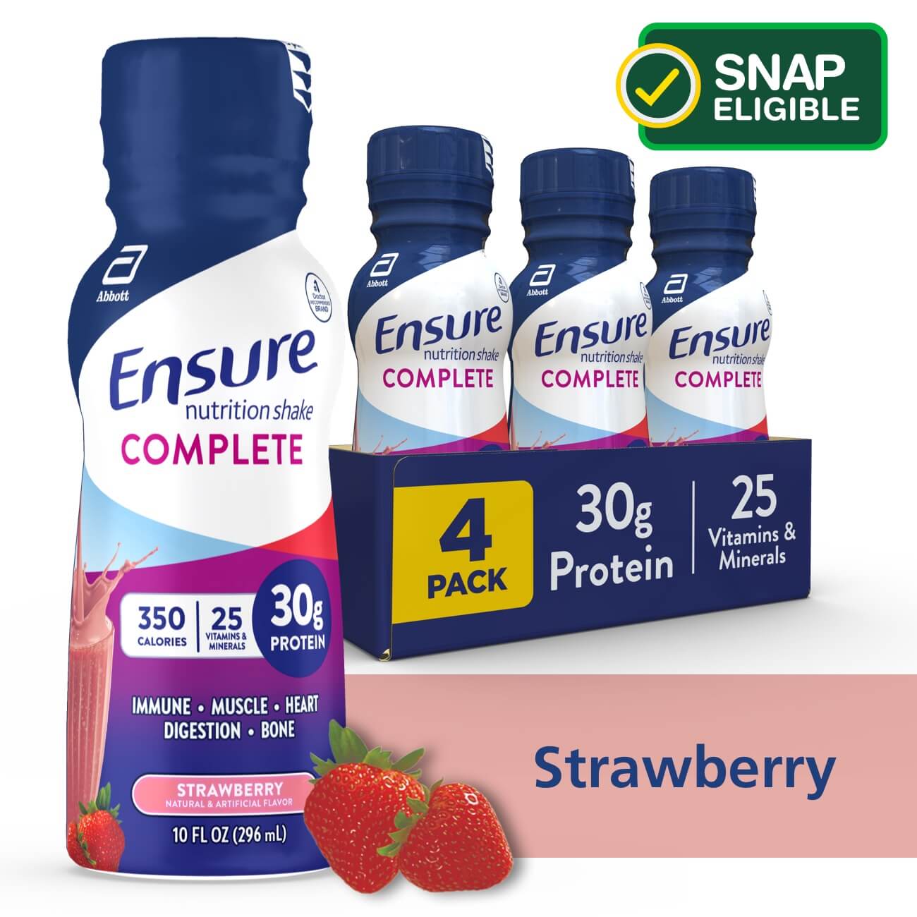 Ensure COMPLETE Nutrition Shake Strawberry Flavor, 10 FL oz, 4 ct - 10 oz | CVS