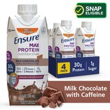 Ensure Max Protein Nutrition Shake With Caffeine, Milk Chocolate, 11 FL OZ, 4 CT, thumbnail image 1 of 16