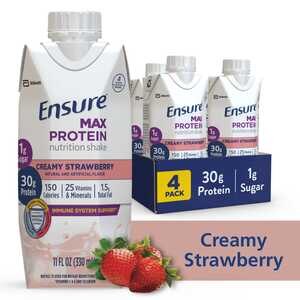 Ensure Max Protein Nutrition Shake, Creamy Strawberry, 11 OZ, 4 ct | CVS