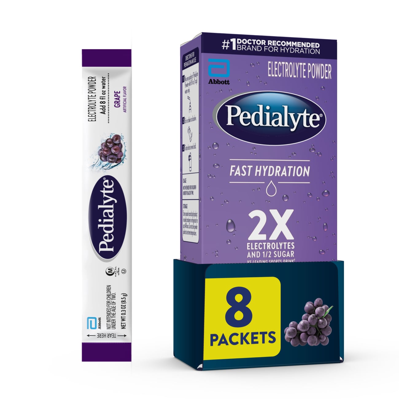 Pedialyte Fast Hydration Powder Packets, Grape, 8 Ct , CVS
