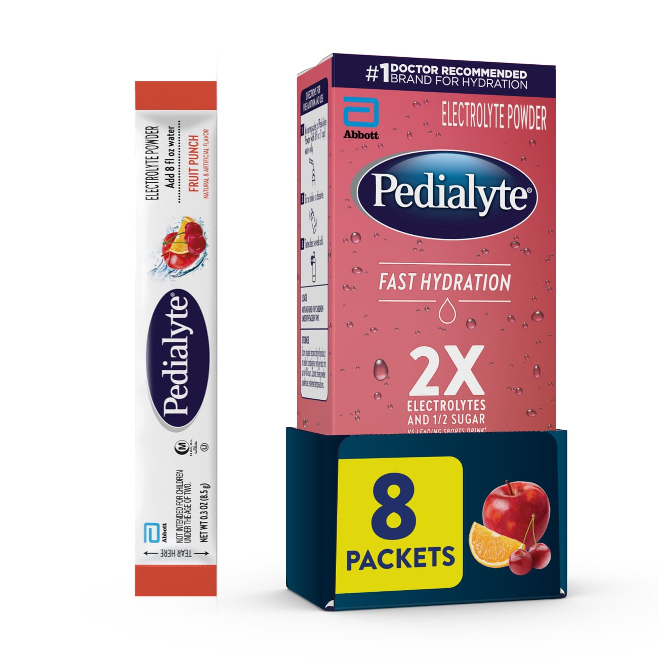 Pedialyte Fast Hydration Powder Packets, Fruit Punch, 8 Ct , CVS