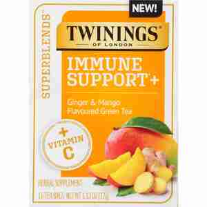 Twinings Superblends Immune Support+ Ginger & Mango Flavoured Green Tea With Vitamin C, 16 Ct, 1.12 Oz , CVS