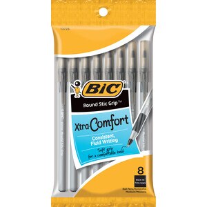 BIC Round Stic Grip Xtra Comfort Ballpoint Pens, 8 Ct , CVS
