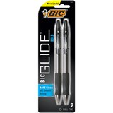 BIC Glide Bold Retractable Ballpoint Pens, 1.6mm Point, Black, 2-Pack, thumbnail image 1 of 5