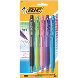 BIC BU3 Grip Retractable Ball Point Pen, Medium Point (1.0mm), Assorted Fashion Colors, Pack of 5, thumbnail image 1 of 1