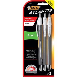  BIC Atlantis Fine Black Ball Pen, Exact, 3 CT 