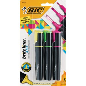 Bic Brite Liner 3 'n 1 Highlighter, 3CT