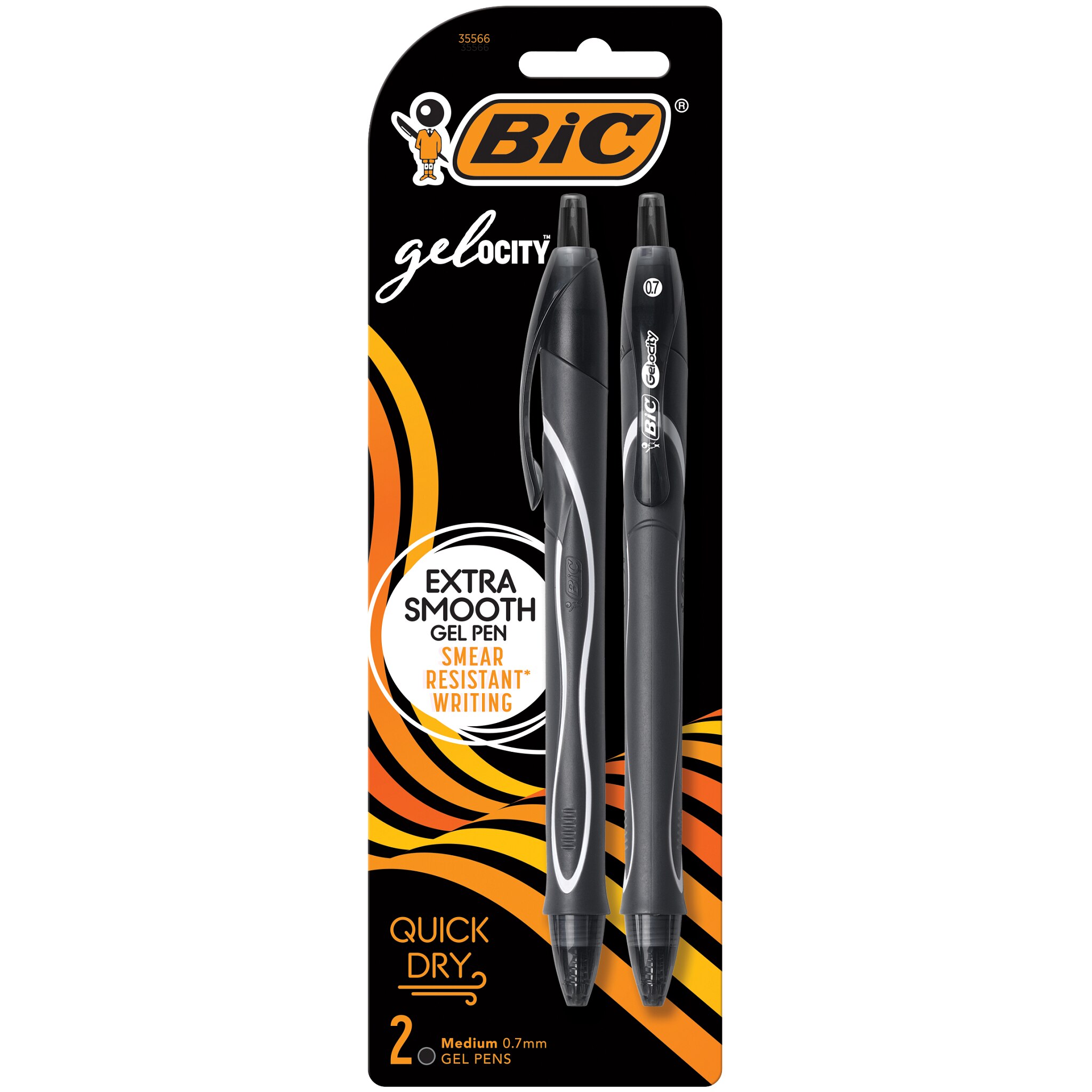 BIC Gel-ocity Quick Dry Gel Pen, Medium Point, Black, 2 Ct , CVS