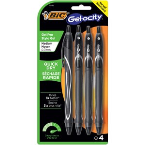  BIC Gel-ocity Quick Dry Gel Pen, Medium Point (0.7mm), Black, Pack of 6 
