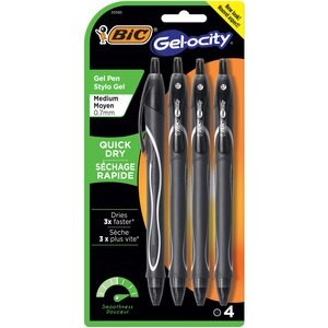 BIC Gel-ocity Quick Dry Gel Pen, Medium Point (0.7mm), Black, 4 Ct , CVS