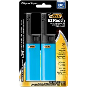 BIC EZ Reach Candle Lighters, The Ultimate Lighter with Extended Wand for Grills and Firepits (1.45-inch), Long Neck Lighter, Assorted Colors,