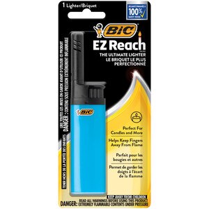 BIC EZ Reach Candle Lighters, The Ultimate Lighter with Extended Wand for Grills and Firepits (1.45-inch), Long Neck Lighter, Assorted Colors,
