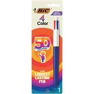BIC - Set de bolígrafos de punta media/fina, 4 colores surtidos