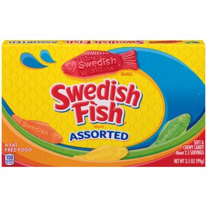 Swedish Fish Assorted Soft & Chewy Candy, Theater Box, 3.5 OZ