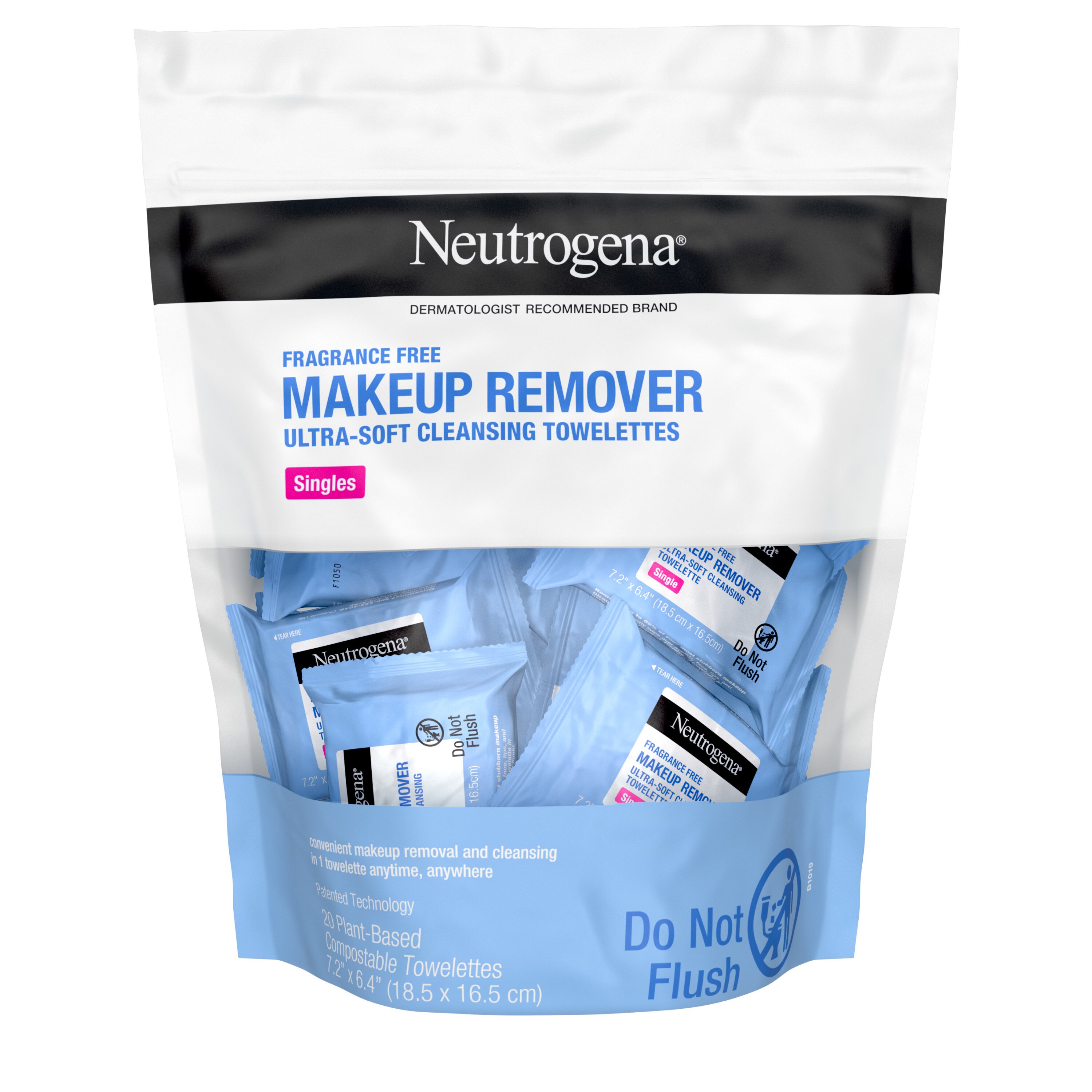 Neutrogena Fragrance-Free Makeup Remover Face Wipe Singles, 20CT