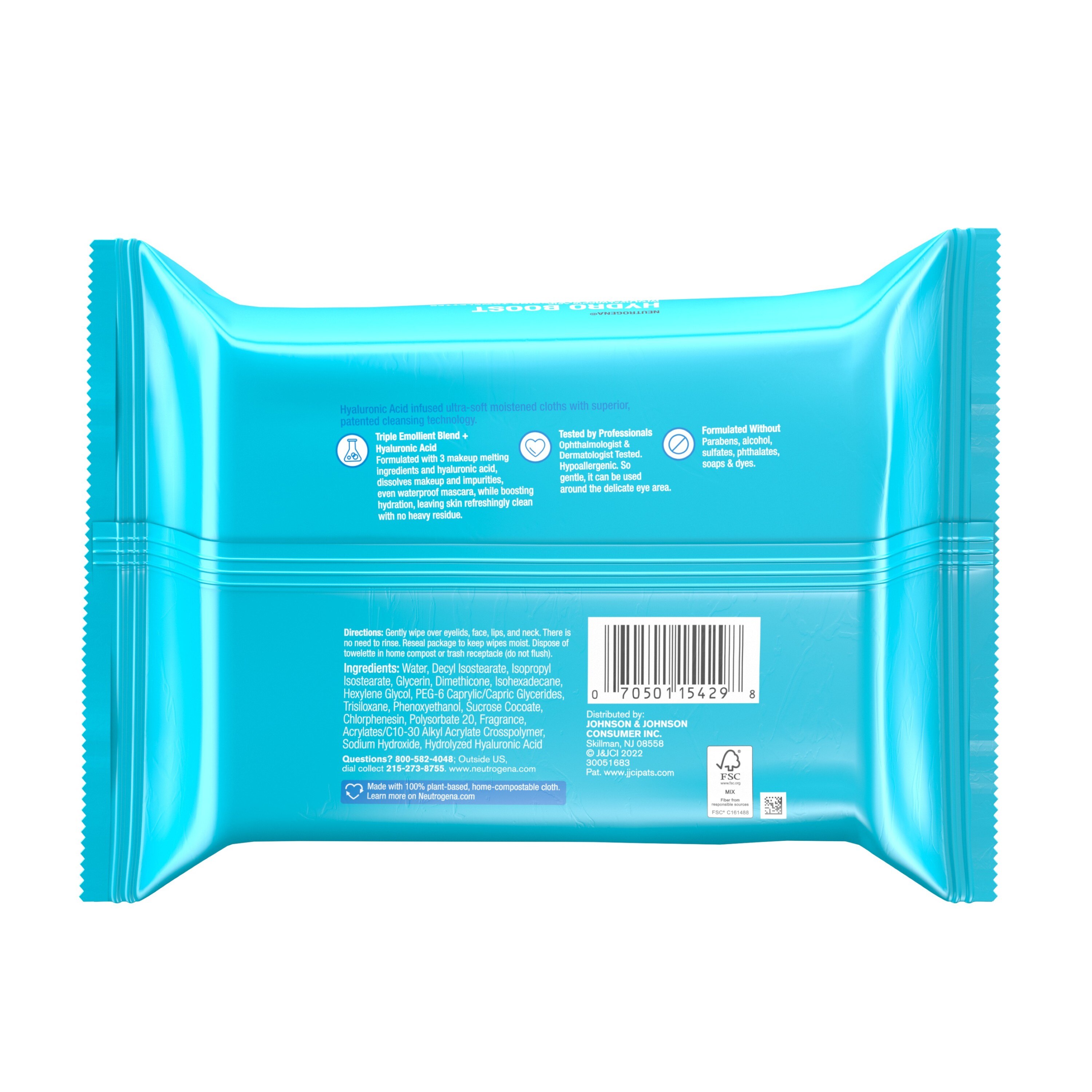 Neutrogena HydroBoost Face Cleansing & Makeup Remover Wipes, 25CT