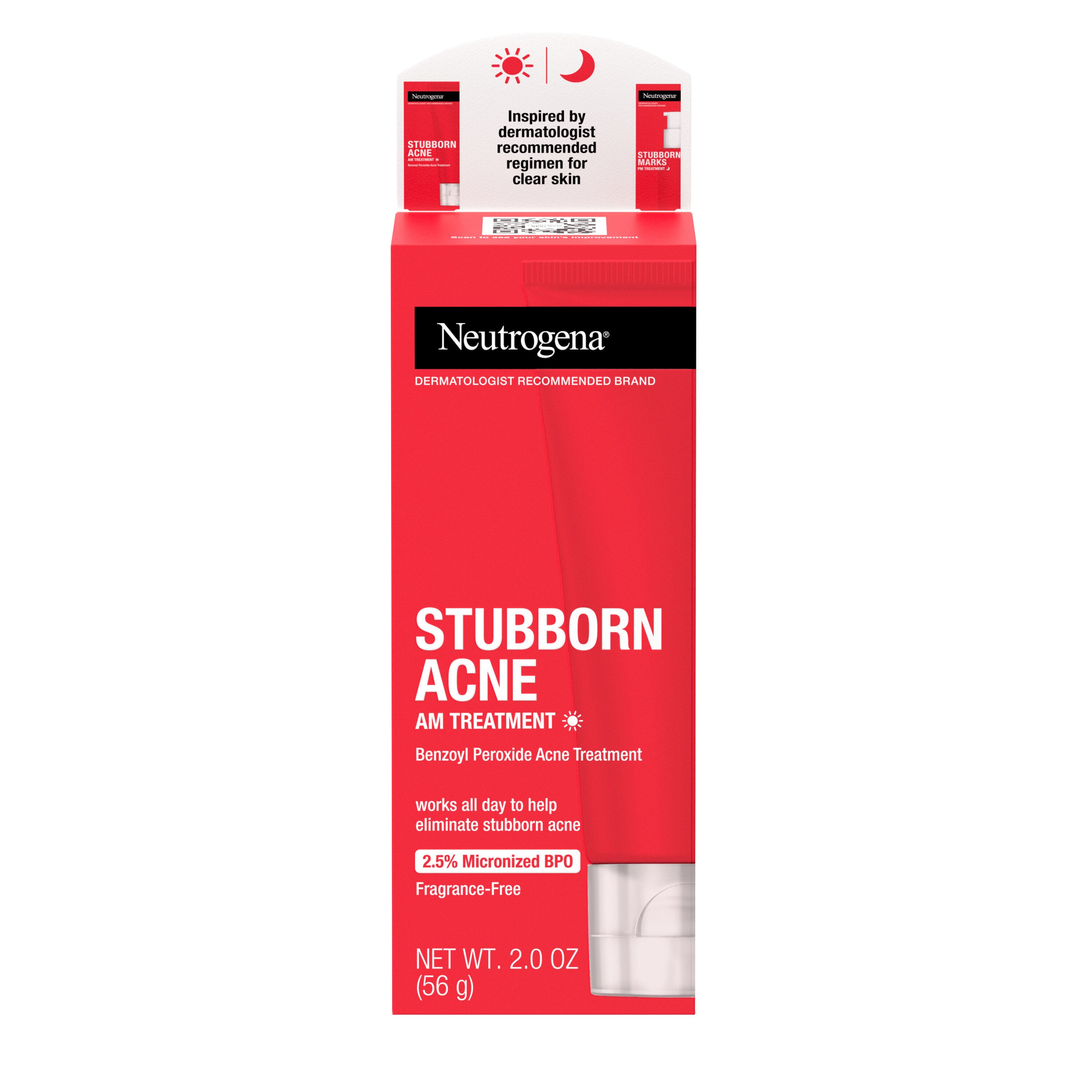 Neutrogena Stubborn Acne AM Treatment - Tratamiento matutino contra el acné con peróxido de benzoilo, 2 oz