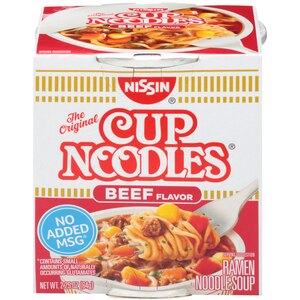 Nissin Cup Noodles Beef Ramen Noodle Soup, 2.25 OZ