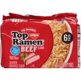 Nissin Top Ramen Noodle Soup, Beef Flavored, 6 ct, 18 oz, thumbnail image 1 of 6