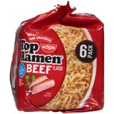 Nissin Top Ramen Noodle Soup, Beef Flavored, 6 ct, 18 oz, thumbnail image 2 of 6