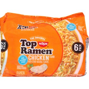 Nissin Top Ramen Noodle Soup, Chicken Flavor, 6 Pack