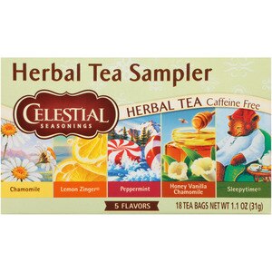 Celestial Seasonings - Muestras de té de hierbas sin cafeína, en saquitos