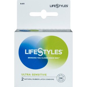 LifeStyles Ultra Sensitive Natural Rubber Latex Condoms, 2 Ct , CVS