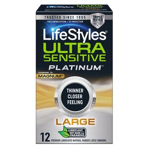 Lifestyles Ultra Sensitive Platinum Condoms, Large, 12 CT