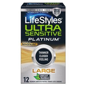 Lifestyles Ultra Sensitive Platinum Condoms, Large, 12 Ct , CVS