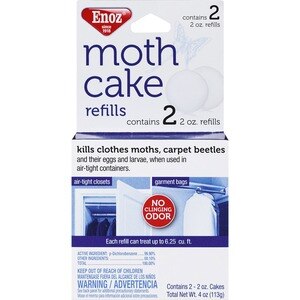 Enoz Moth Cake - Paquete de 2 repuestos para matar polillas y escarabajos de alfombras