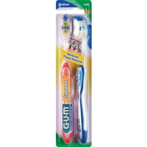 GUM Supreme Toothbrush 2 Pack, Medium - 2 Ct , CVS