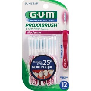  GUM Proxabrush Go-Betweens teeth Cleaners, Moderate, 12CT 