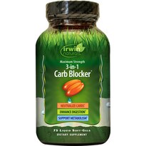 Irwin Naturals 3-in-1 Carb Blocker Liquid Soft-Gels, 75 CT