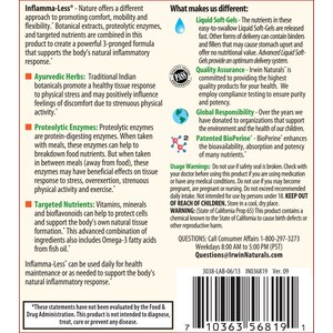 Irwin Naturals Inflamma Less Plus Bioperine Softgels 80ct With