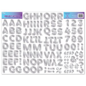 Royal Brites Silver Holographic Foil Project Letters & Numbers Stickers, 2 in, 115 CT