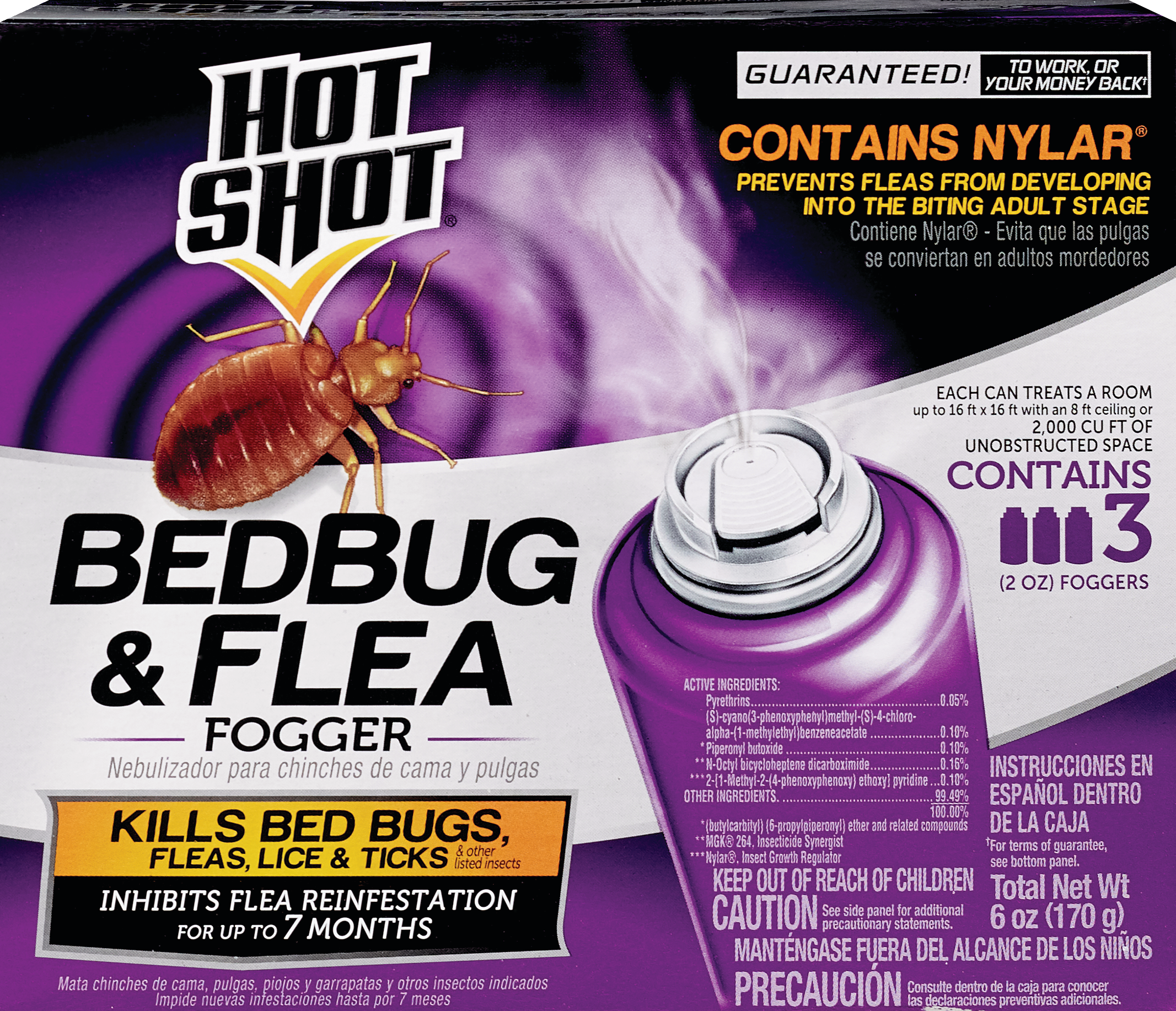 Hot Shot Bedbug & Flea Fogger, 3 Ct - 2 Oz , CVS