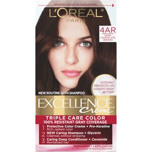L'Oreal Paris Excellence Creme Permanent Triple Care Hair Color, 4AR Dark Chocolate Brown - 1 , CVS