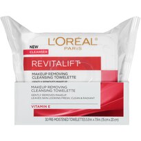 L'Oreal Paris RevitaLift Radiant Smoothing - Toallitas  húmedas  de  limpieza,  30/paquete